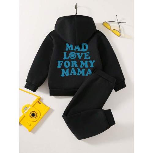 Baby Boy Slogan Graphic Hoodie And Sweatpants