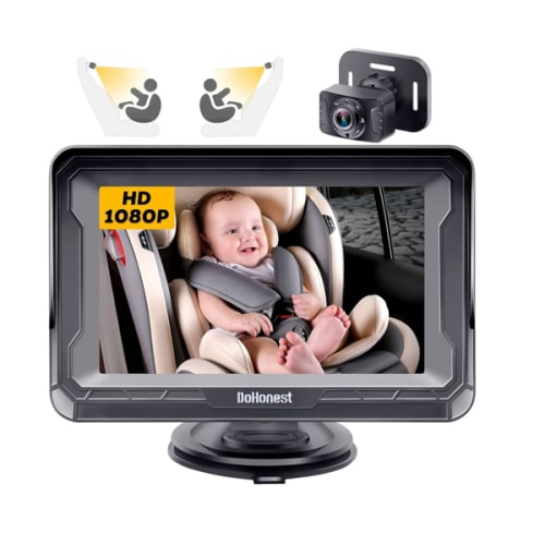 DoHonest Baby Car Camera HD 1080P - Rear-Facing Car Baby Monitor with Night Vision, Adjustable View Angle, Easy Setup, Anti-Glare Display, Safety for Kids & Infants