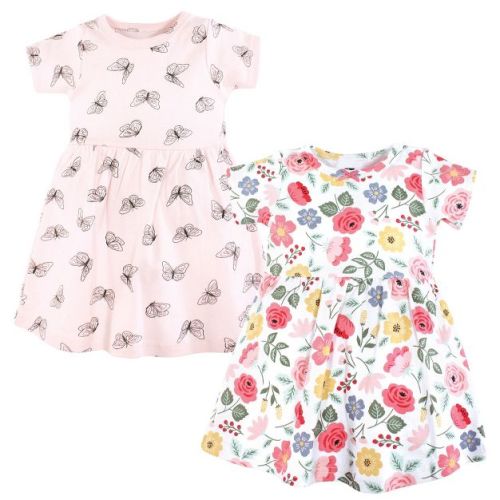 Hudson Baby Girls Cotton Dresses, Modern Botanical, 9-12 Months