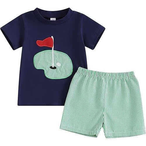 Toddler Baby Boy Masters Golf Outfit Short Sleeve Funny Letter Print T Shirts + Shorts Set Infant Summer Clothes