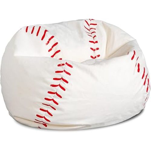 Big Joe Sports Ball Bean Bag Chair, Baseball Plush, Soft Polyester, 2.5 feet