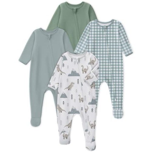 Looxii Baby Pajamas 100% Cotton Baby Sleepers for Newborn 0-3 3-6 6-9 Months Boys Girl Clothes 4pcs Footed PJs
