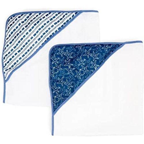 Spasilk Baby 2 Pack Soft Terry Towel with Muslin Printed Hood