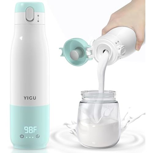 Portable Bottle Warmer, Nano Film Heating 12 oz, Reservation Function, 9000mAhLarge Capacity Lithium Battery, 55WPower, Fast Charging, Anti-Dry and Anti-Burn Baby Travel Warmer, m