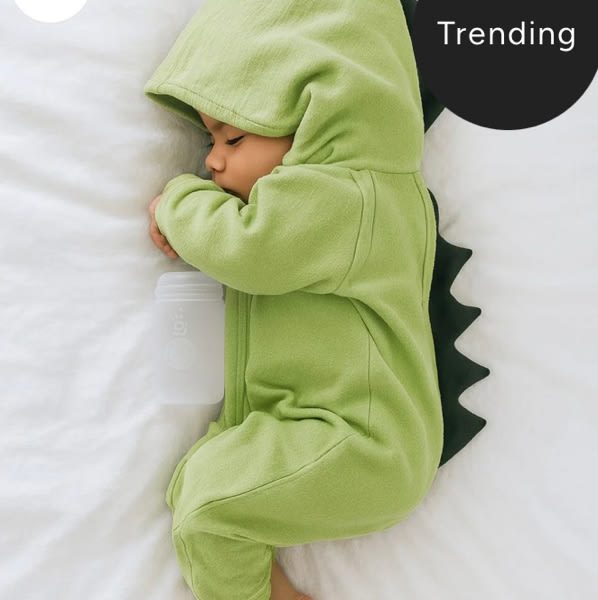 Baby Dinosaur Hooded Jumpsuit – Long Sleeve Romper with Dinosaur Spike – Little Dresser