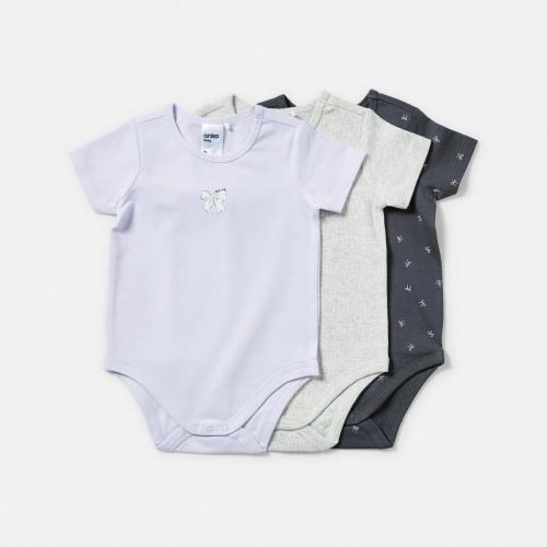 3 Pack Short Sleeve Print Bodysuits - Kmart