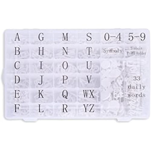 Letter Board Letters, 713 PRE-Cut Characters (3/4 and 1 Inch, White) with Sorting Tray