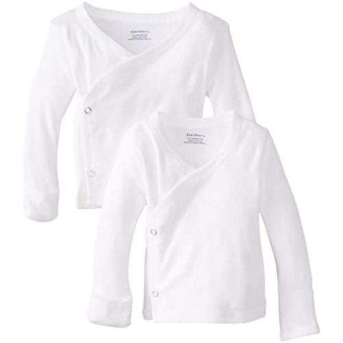Gerber Baby Girls' 2-Pack Long-Sleeve Side-Snap Mitten-Cuff Shirt
