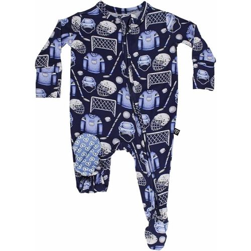 Blue Bamboo Zippered Footie, 2-Way Zip, Sustainable Footie Pajamas, Long Sleeve, Washable, Jumper Design