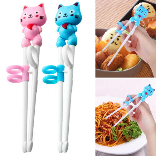 Clinaoy 2 Pair Kids Chopsticks Easy-to-use Reusable Educational Chopstick Cute Animals Shaped Training Chopsticks for Children