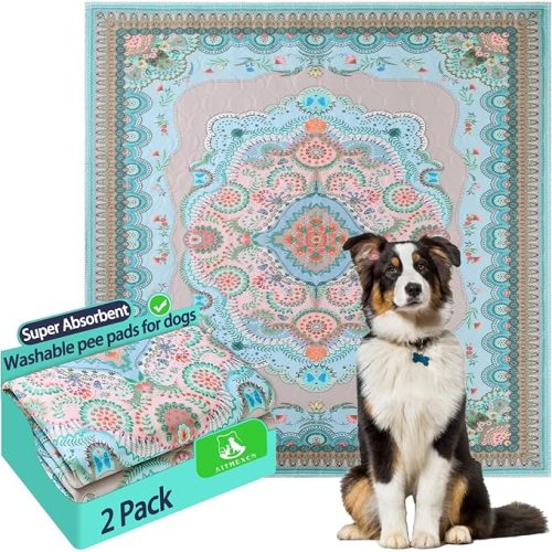 Aitmexcn Washable Pee Pads for Dogs, 72"x72" 2 Pack Reusable Puppy Pads Pet Training Pads, Super Absorbent, 100% Waterproof Dog Pee Pads, Whelping, Housebreaking, Incontinence, for Playpen