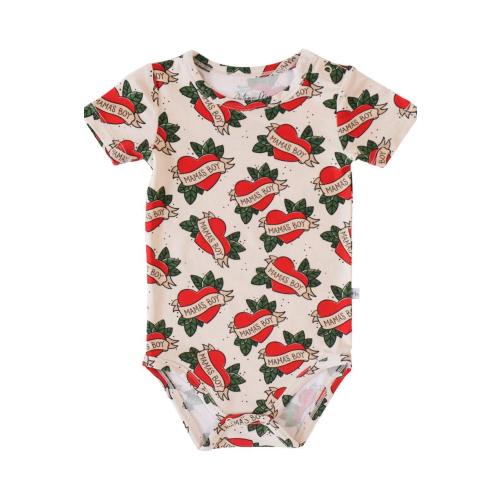 Mama’s Boy Short Sleeve Bamboo Baby Bodysuit – Soft & Cozy