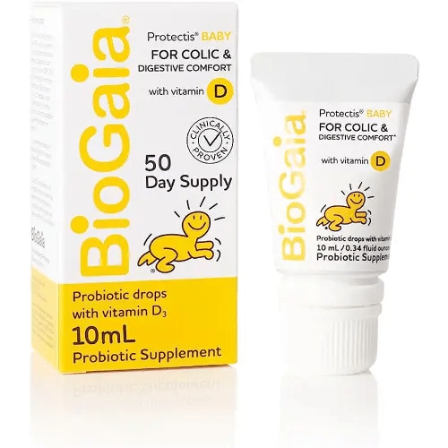 BioGaia Protectis Baby Probiotic Drops + Vitamin D | Reduces Colic, Gas & Spit-ups | Healthy Poops | Reduces Crying & Fussing & Promotes Digestive Comfort | Newborns, Babies & Infants | 0.34 oz