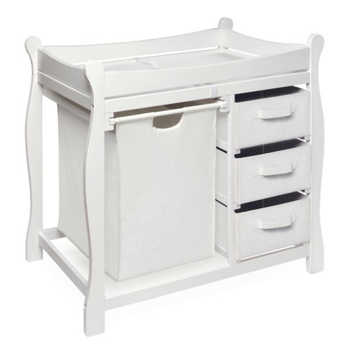 Harriet Bee Alexander Sleigh Style Baby Changing Table with 3 Baskets and Hamper & Reviews | Wayfair