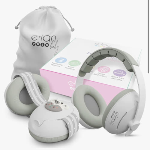 2-in-1 Baby Ear Muffs Noise Protection - Baby Headphones for Noise & Plane Travel - 2 Headbands - Toddler Ear Protection for Infant & Toddler Travel Essential, Age 1-48 Months