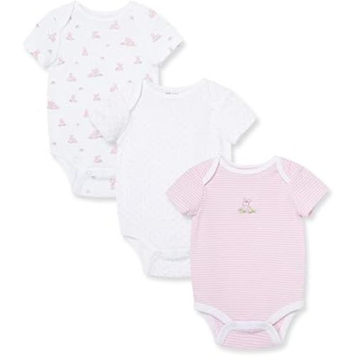 Little Me Baby Girls' 3-Pack 100% Cotton Scratch Free Tag Bodysuits