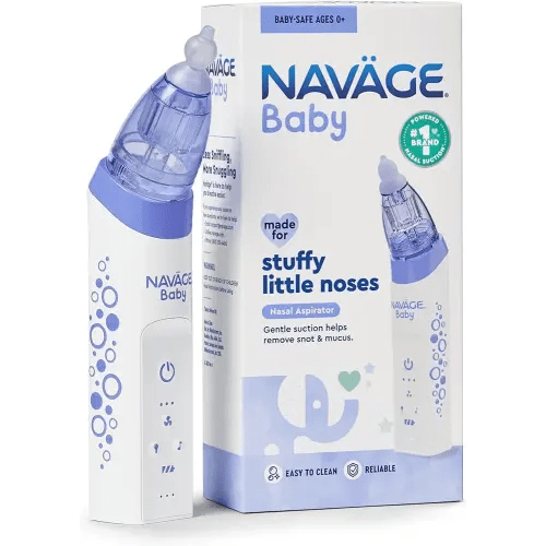 Navage Baby Nasal Aspirator - Gentle, Pediatrician Recommended Nasal Aspirator for Baby Congestion & Stuffy Noses - Baby Nose Sucker w/ Lights, Lullabies & BPA Free Silicone Tips