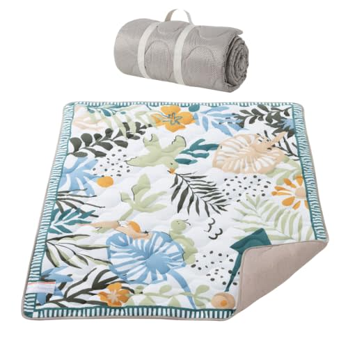 Momcozy Baby Play Mat for Floor, 50"x50" Thickened Playpen Mat, Playmate for Baby Tummy Time, Waterproof & Non-Slip, Foldable Outdoor Mat with Carrying Handle, Forest World