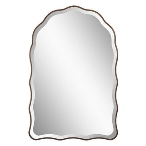 Porch & Den Antiqued Bronze Scalloped Edges Arched Wall Mirror