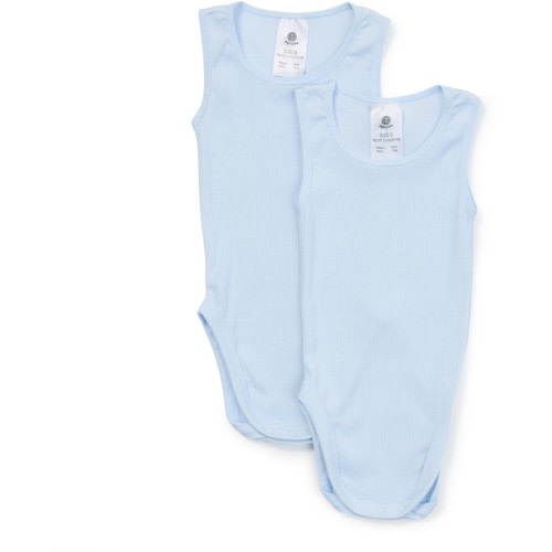 Dymples Baby Organic Cotton Singlet Suit 2 Pack - Light Blue - Size 00
