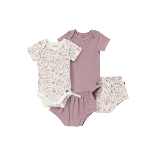 Coordinating Bodysuits & Shorts Set 4-Pack, 0-3M