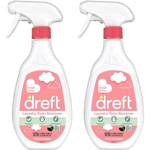Dreft Stain Remover for Baby Clothes, Laundry Stain Remover Spray, Hypoallergenic Stain Treater, 22 Fl oz (Pack of 2)