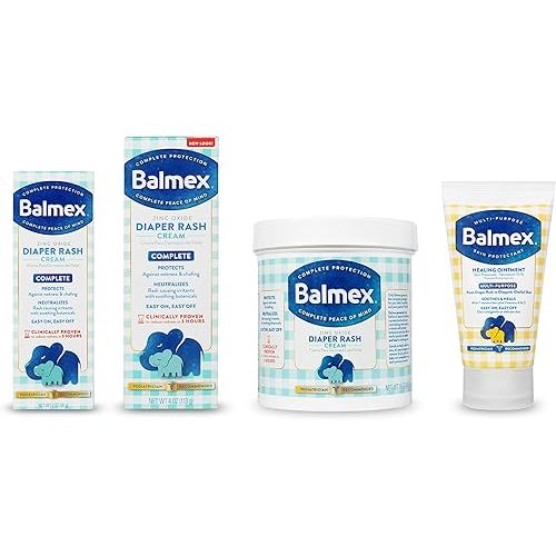 Balmex Complete Protection Baby Diaper Rash Cream with Zinc Oxide + Soothing Botanicals, 4 Ounce (Pack of 2)