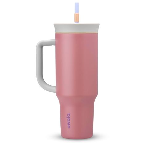 Amazon.com: Owala Stainless Steel Triple Layer Insulated Travel Tumbler with Spill Resistant Lid, Straw, and Carry Handle, BPA Free, 40 oz, Dusty Pink (Yoga Rose)