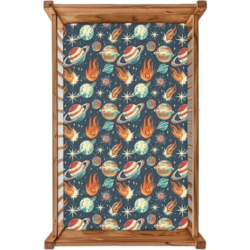 Space Stars theme Fitted Crib Sheet
