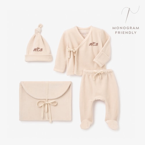Taupe Velour Layette Set TAUPE / NB