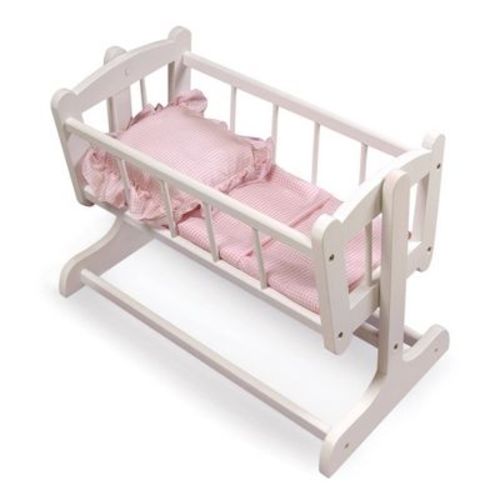 Badger Basket Heirloom Style Doll Cradle: Includes Blanket, Pillow & Mattress, Fits 20" Dolls, Wood & Fabric, 4 Pieces