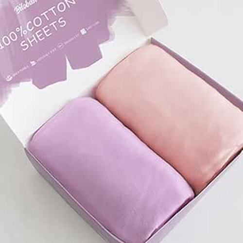 Bassinet Sheets Fit for Baby Delight and Koolerthings (3 in 1) Baby Bassinet,100% Cotton, 2 Pack, Ultra Soft Bassinet Sheet, Pink and Violet