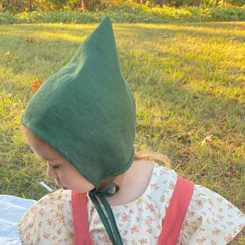 Linen Pixie Bonnet, Baby Elf Hat, Gnome Hat, Baby Winter Hat, Sizes Newborn - 24mo