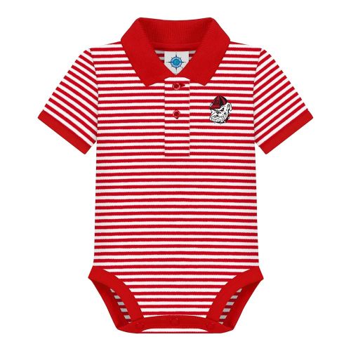 Creative Knitwear College Baby Striped Polo Bodysuit - Team Logo, Multiple Colors, for Boys & Girls (0-12 Months)