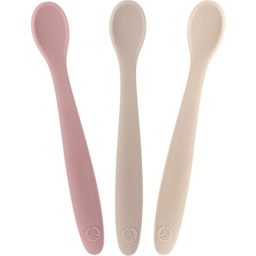 WeeSprout Silicone Baby Spoons - First Stage Infant Feeding Utensils With Soft-Tip, Bendable Kitchenware for Parent & Self-Feeding, Ultra-Durable, Dishwasher Safe, Travel Case, Set of 3