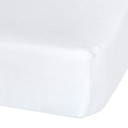 Cotton muslin fitted sheet - White