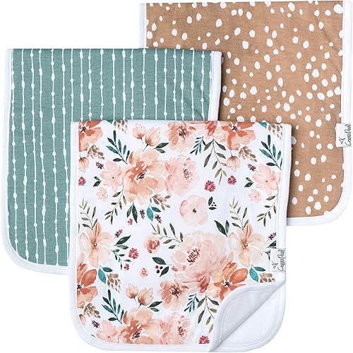 Copper Pearl Baby Burp Cloth Small 21''x10'' Size Premium Absorbent Triple Layer 3-Pack Gift Set 'Autumn'