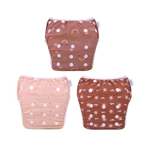 Babygoal Swim Diapers 3 Pack for 0-8M Newborn and Baby, Reusable Adjustable Washable for Swimming Lessons 3SD40-B