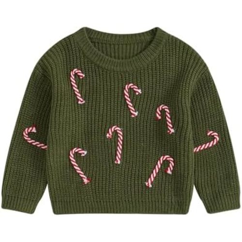Baby Boy Girl Christmas Knit Sweater Candy Cane Embroidery Crewneck Sweatshirt Infant Fall Pullover Tops