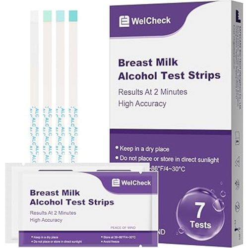 Breast Milk Test Strips - 7 Individually Packaged Strips - Fast Results in 2 Minutes - Easy at-Home Testing