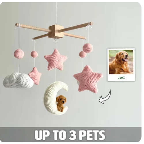 MY DOLLFY Pet Moon Pink | Custom Crochet Pet Nursery Baby Mobile – My Dollfy