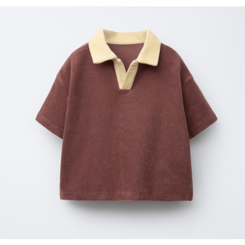 CONTRAST COLLAR TERRY POLO SHIRT - Terracotta | ZARA United States