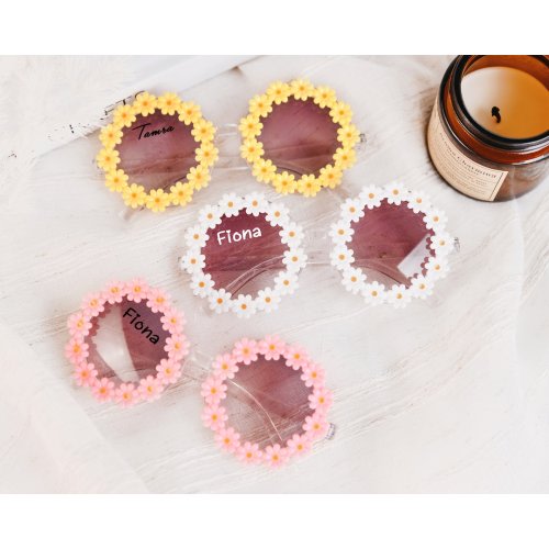 Customized luxury floral sunglasses for kids and adults, the perfect gift for your flower girl, stylish eyewear for your wedding guests