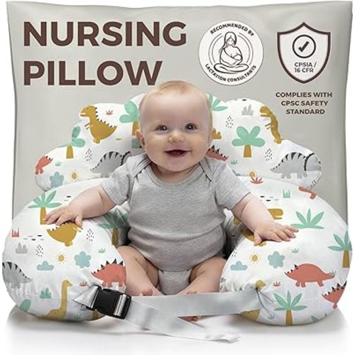 PILLANI Nursing Pillow for Breastfeeding, Breast Feeding Must Haves, New Mommy Essentials, Brest Feeding Pillow for Mom & Baby, Removable Cotton Cover, Adjustable Waist Strap, Breastfeeding Pillows