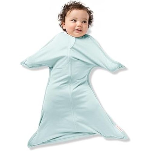 SleepingBaby Zipadee-Zip Transition Swaddle - Cozy Baby Swaddle Blanket with Zipper Convenience - Roomy Wearable Blanket for Easy Diaper Changes - Classic Mint, X-Small (3-6 Month)