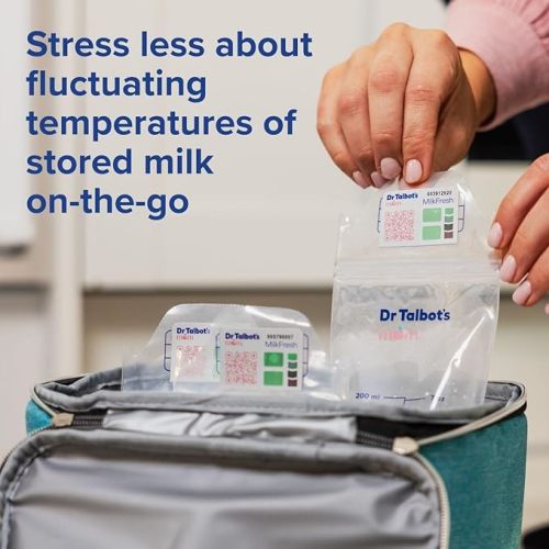 Dr. Talbot's Mom MilkFresh Breast Milk Sensors - Track Freshness of Pumped Milk with App. Manage Storage Bag Inventory, 48 pk