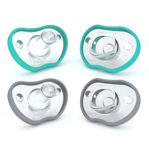 nanobebe Flexy Silicone Pacifier 0-3 Months - Teal/Gray - 4pk