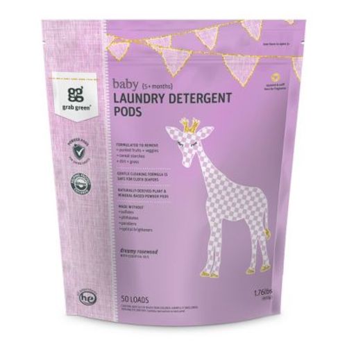 Grab Green Baby Laundry Detergent Pods, 50 Pods, Dreamy Rosewood Scent