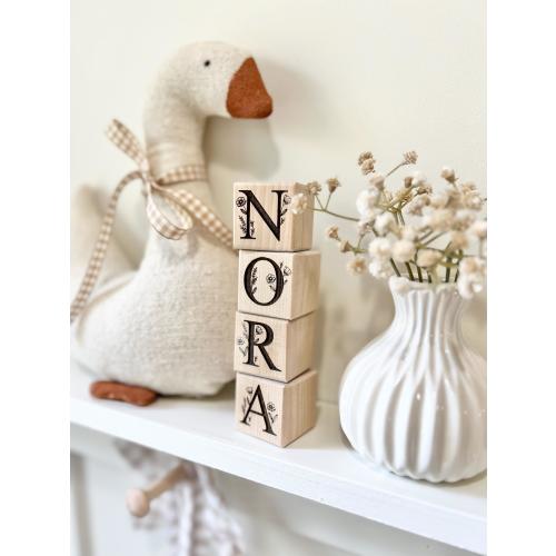 custom personalized wood name blocks | FLORAL GARDEN | kids room nursery decor | shower gift | new parent | photo prop | custom keepsake