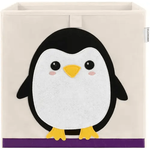 Penguin Foldable Animal Cube Storage Bins Fabric Toy Box/Chest/Organizer for Kids Nursery, 13 inch (Penguin)